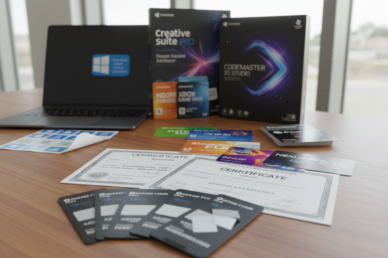 صورة لمنتجات رقمية واكواد العاب وتراخيص برامج واشتراكات تكون قريبة للواقع جدا 